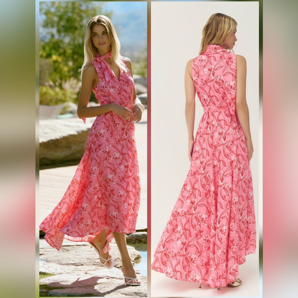 NWT- Hutch Oster sleeveless maxi wrap dress with a floral pattern Sz S